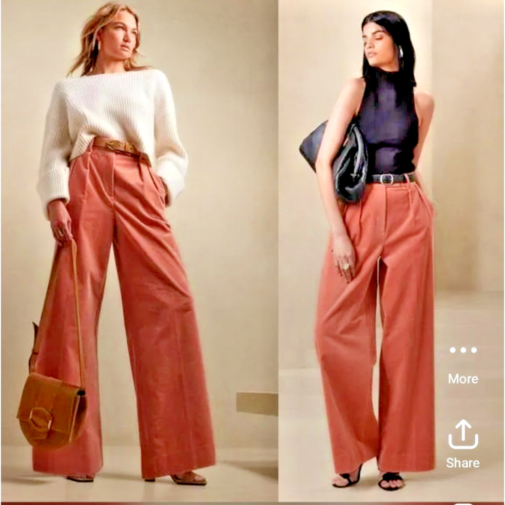 Banana Republic Rivoli Pink Corduroy Wide Leg Pants High Rise Relaxed Womens 6